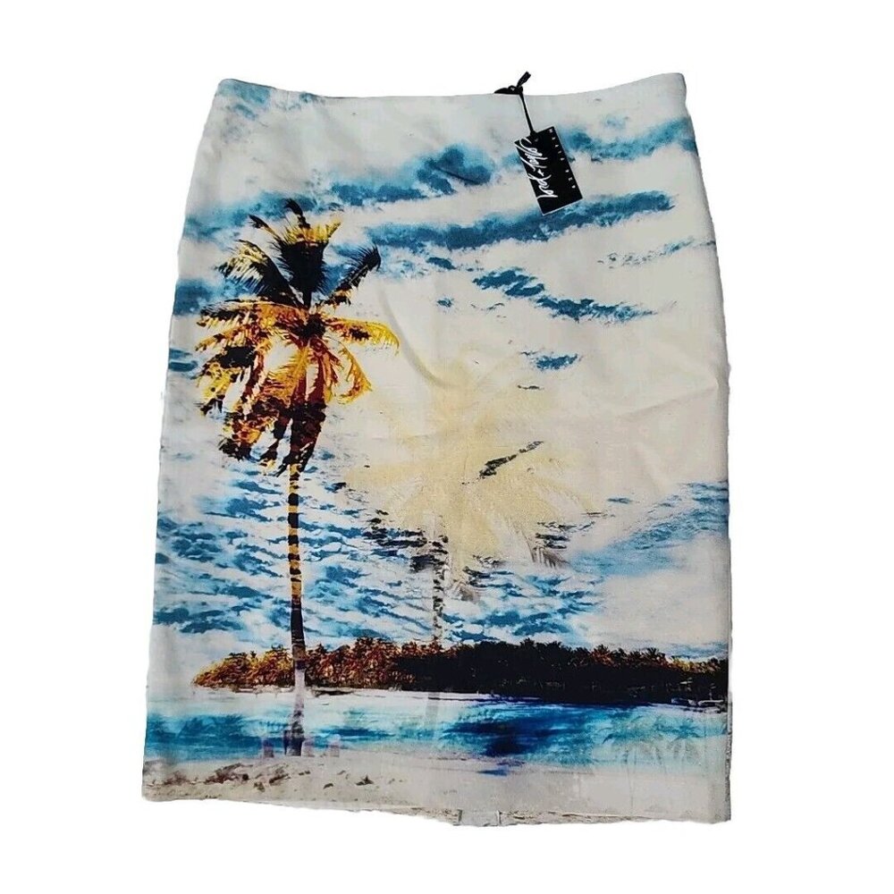 Lord & Taylor $110 RTL Palm Beach Graphic Print Lined Pencil Skirt Sz 8P NWT